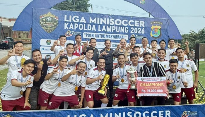 Polresta Bandar Lampung Juara Mini Soccer Piala Kapolda Cup 2026