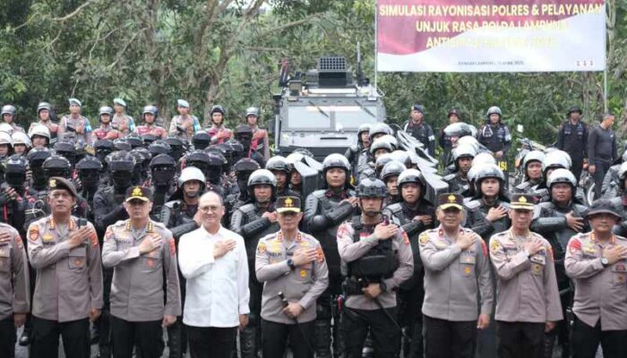 Polda Lampung Gelar Simulasi Rayonisasi Polres dan Penanganan Unjuk Rasa dalam Rangka Antisipasi May Day 2026